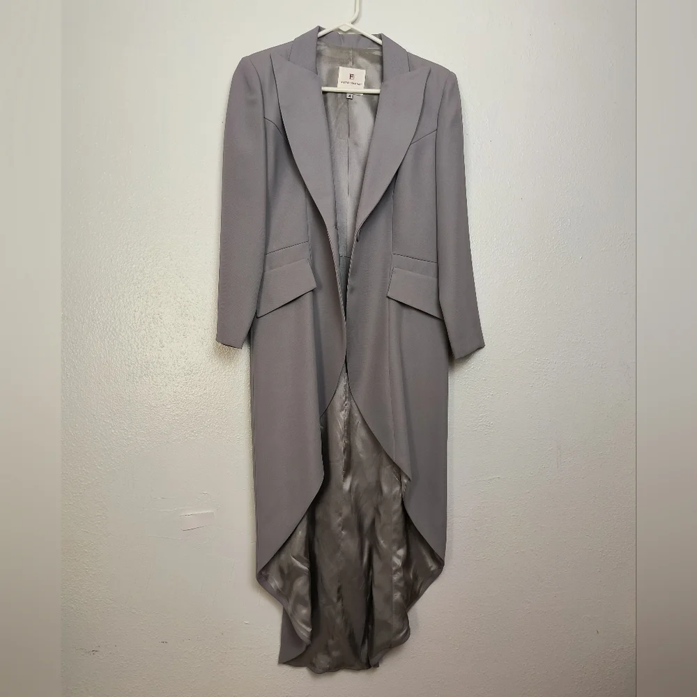 Elegant Gray Women's Blazer Coat Size 4 Vintage Y2K - Picture 9 of 16